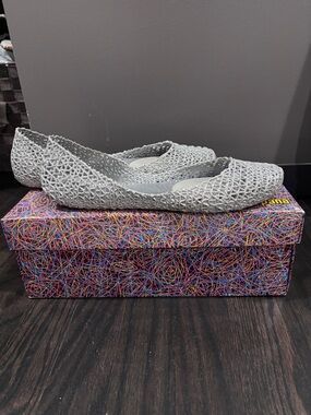Melissa Silver Glitter Lattice Ballet Flats